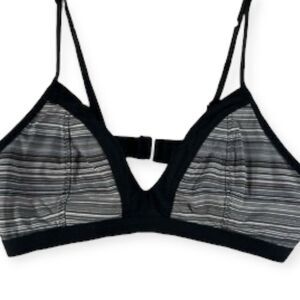 ATHLETA Women’s Black Gray Stripe Veracruz Swim Top Size Medium Style #228445